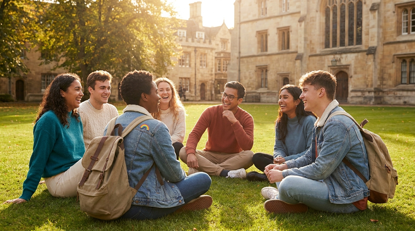 Welcoming diverse group of students on campus